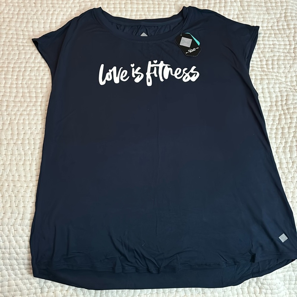 LuLaRoe Rise Navy Blue Tenacious Workout Tee